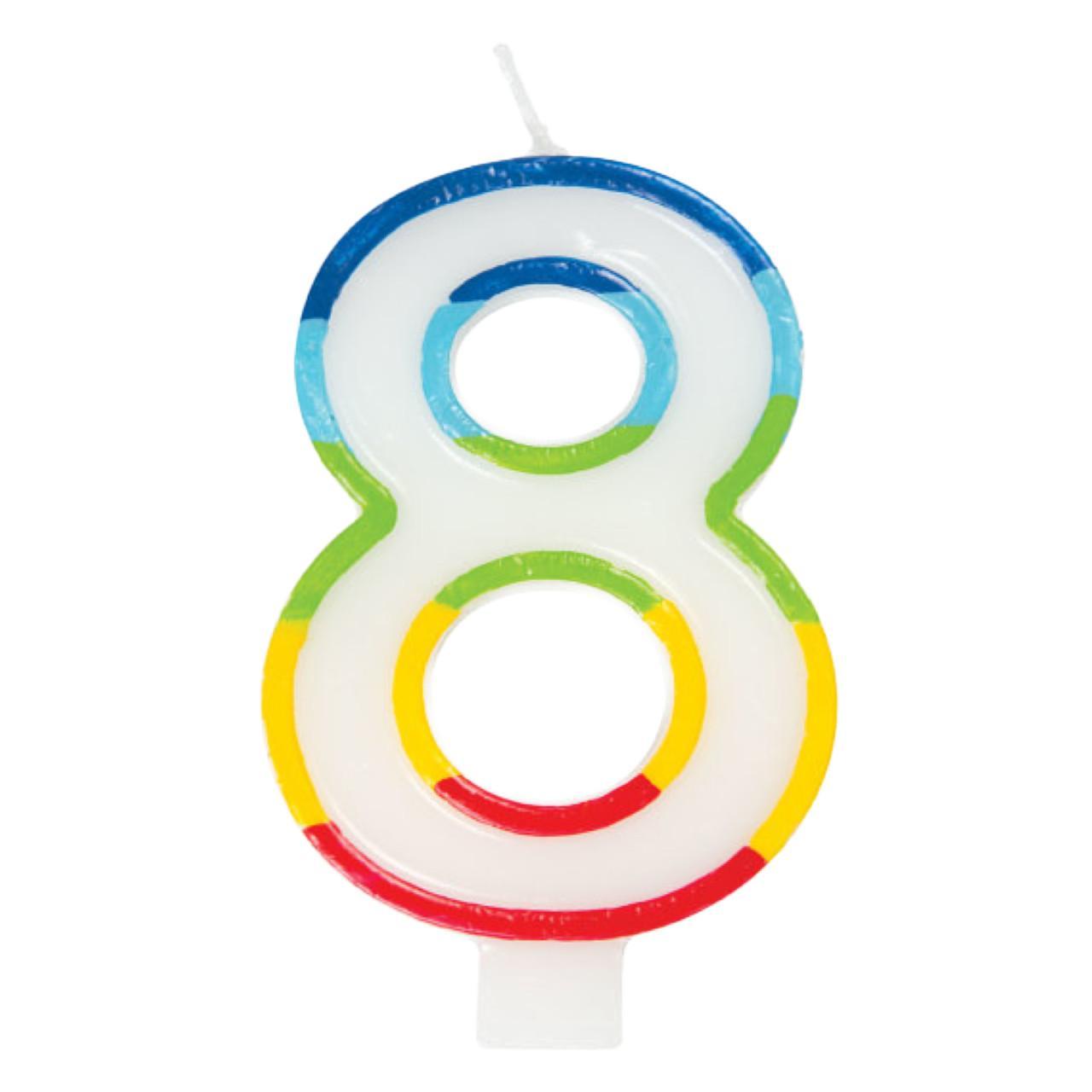 Number 8 Rainbow Candle 8th Birthday 