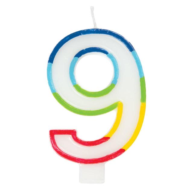  Number 9 Rainbow Candle 9th Birthday 