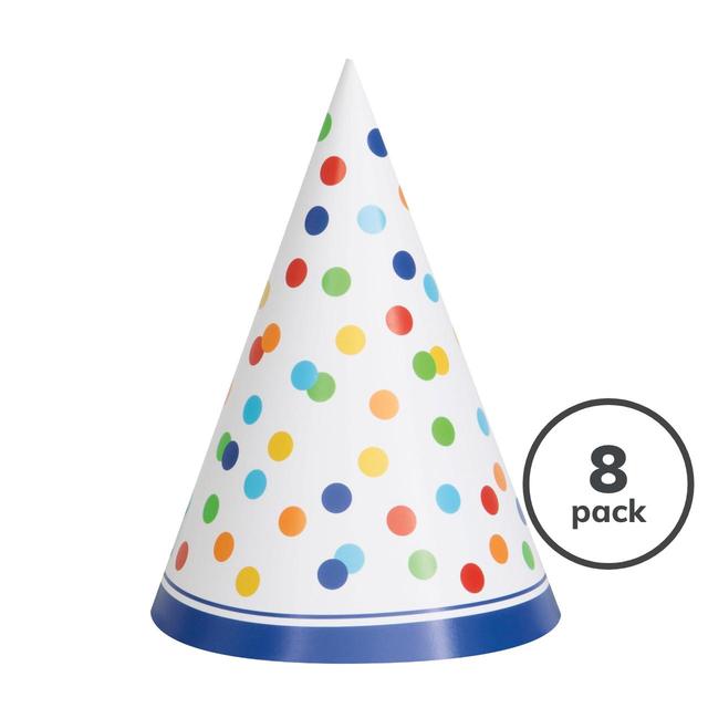 Rainbow Polka Dot Party Hat 8 per pack