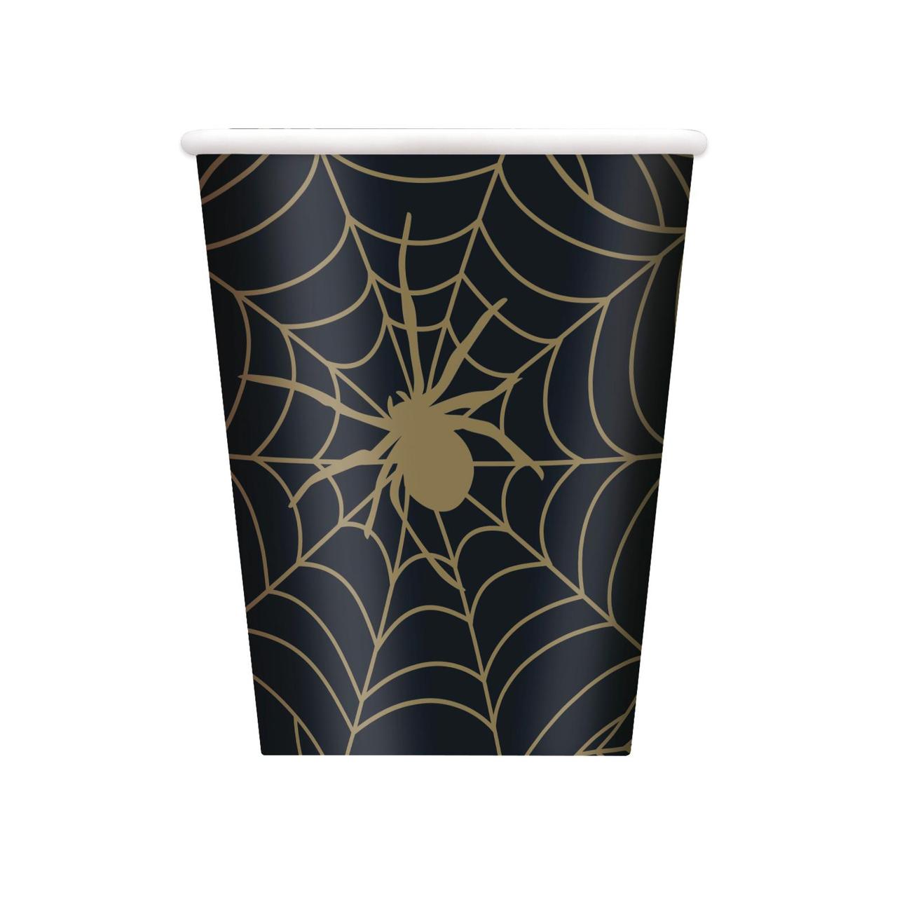 Black & Gold Spider Web Paper Cups