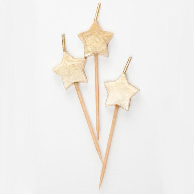 Gold Star Birthday Candles 6 per pack