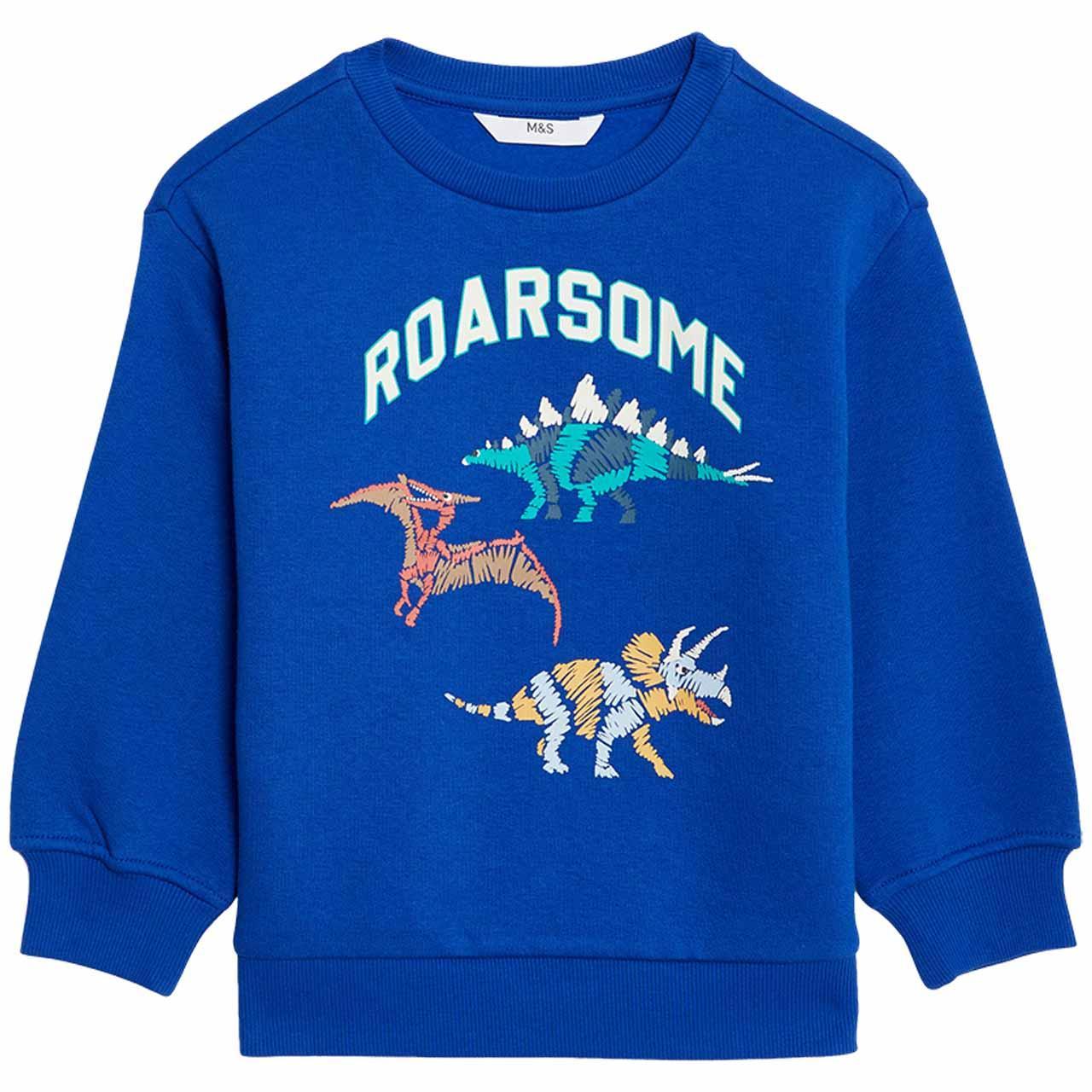 M&S Dino Sweatshirt, 4-5 Years, Blue