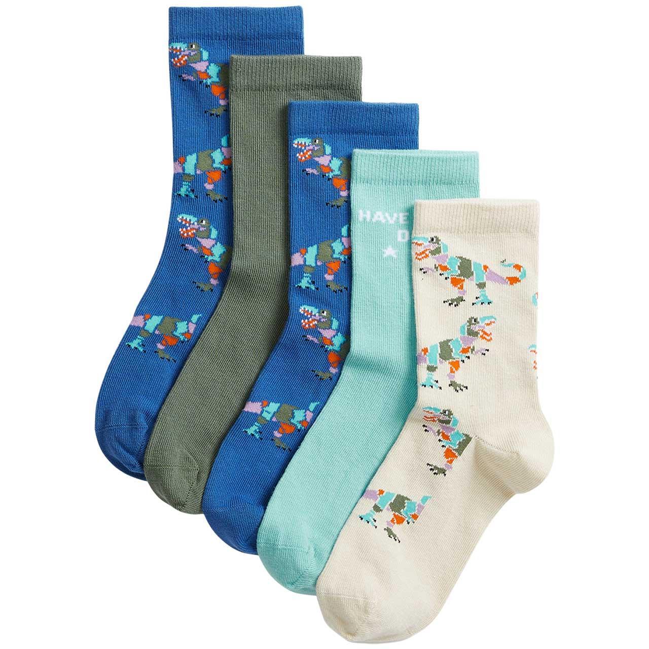 M&S Cotton Dinosaur Socks, 6-8 Small, Multi