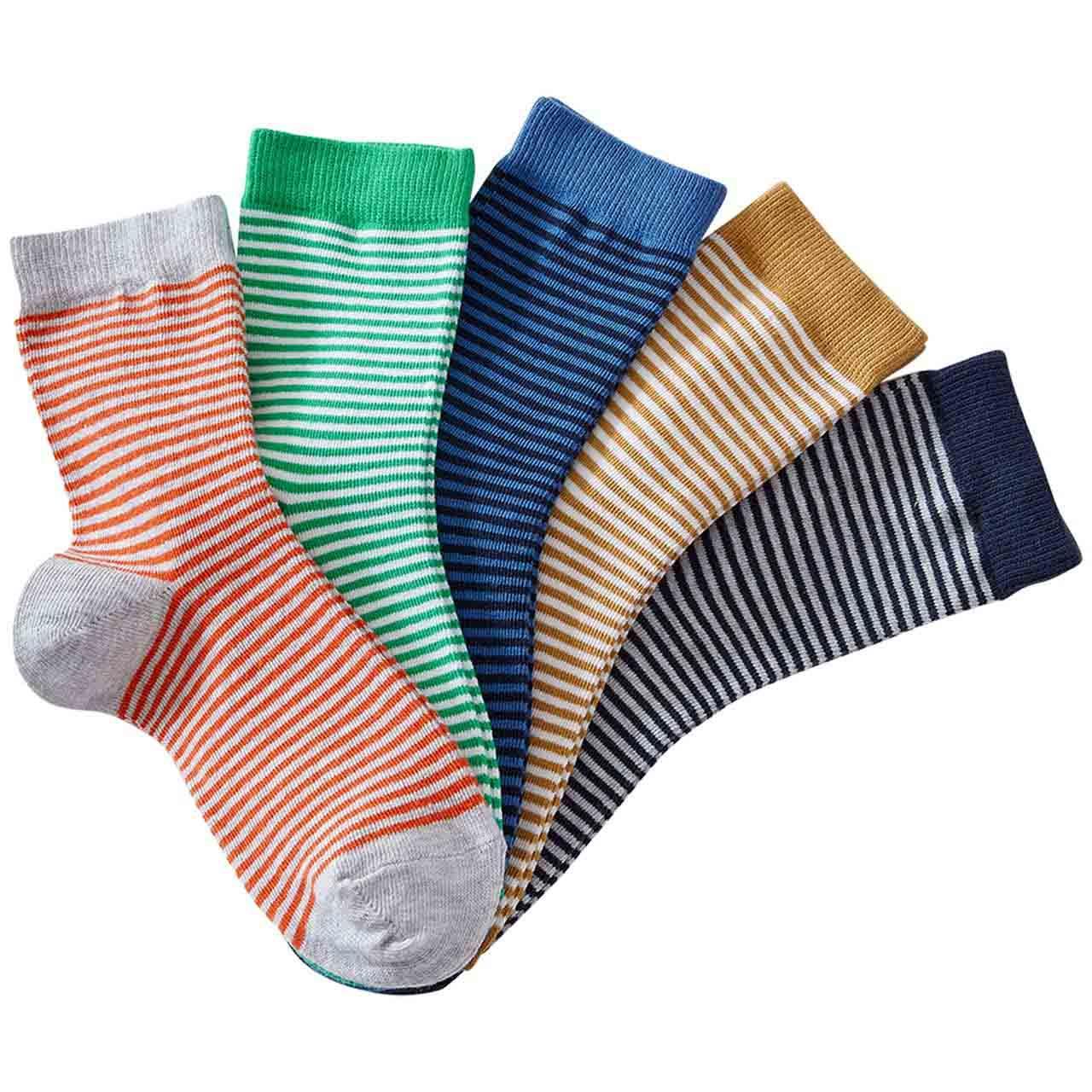 M&S Kids Cotton Stripe Socks, 5 Pack, 6-8