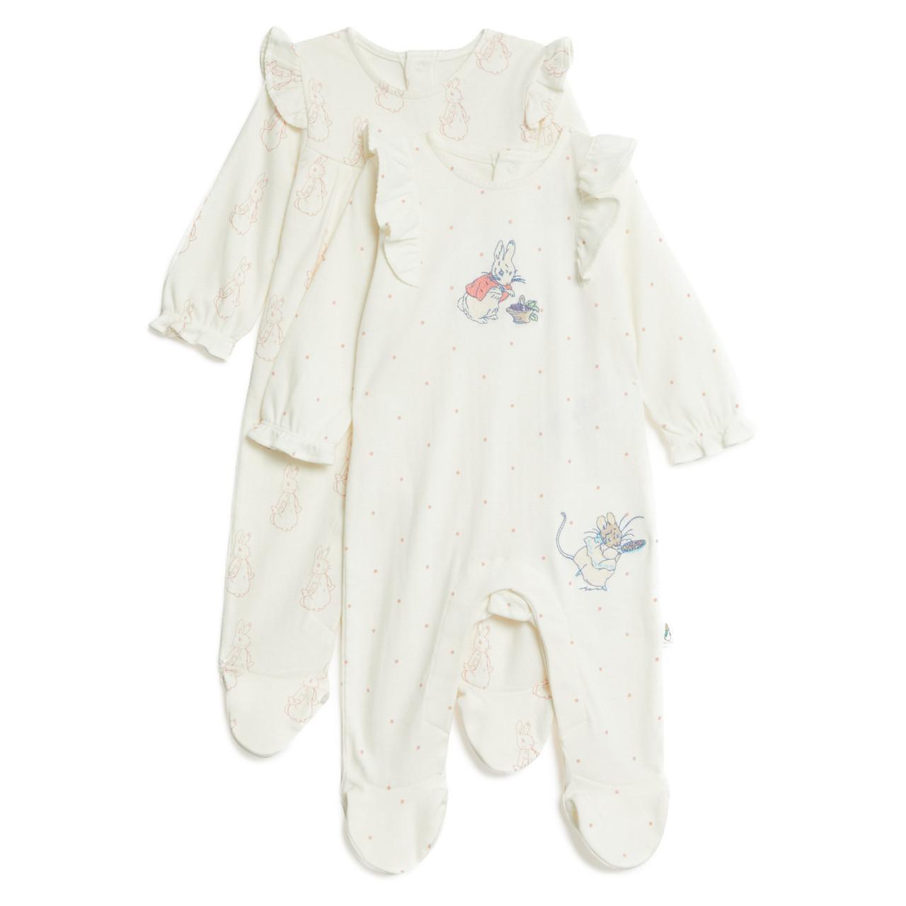 M&S Sleepsuits, 2 Pack, Newborn, Ivory