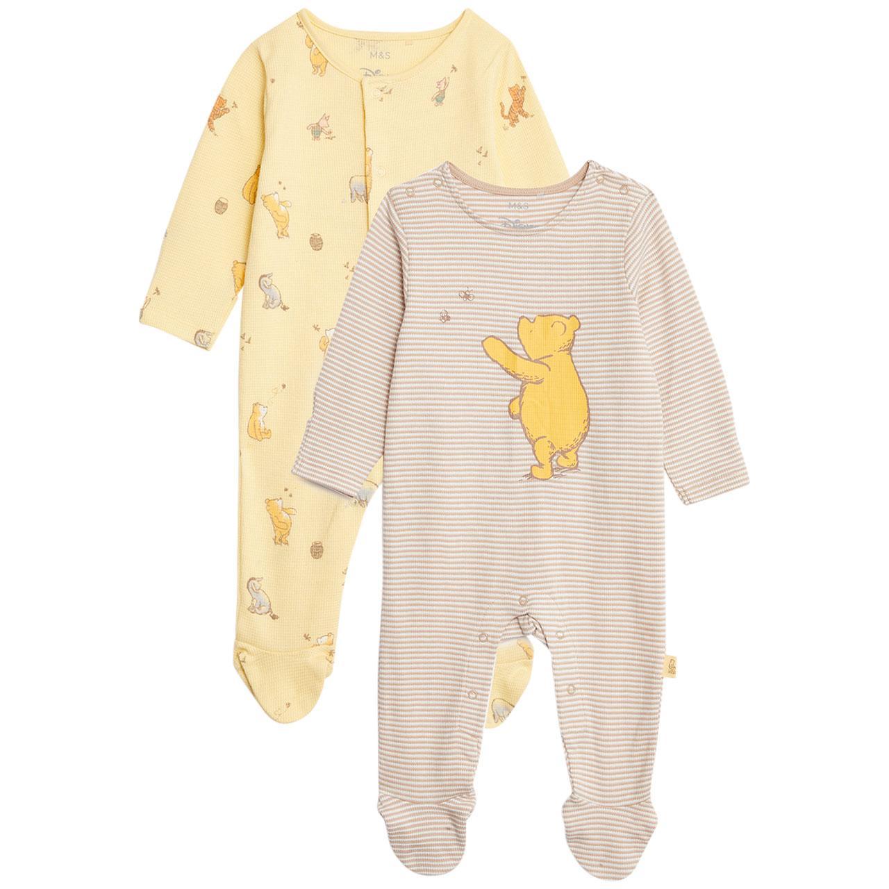 M&S Sleepsuit, 2 Pack, 6-9 Months, Yellow Mix