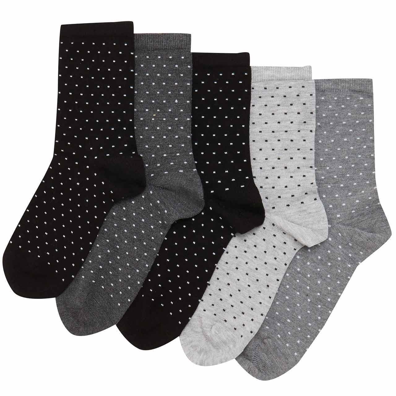 M&S Womens Collection 5 Pack Seamfree Ankle High Socks, Size 6-8, Black Mix