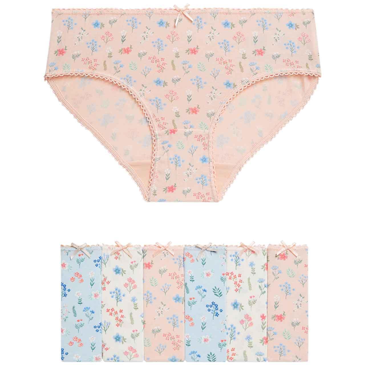 M&S Girls Cotton Rich Floral Knickers, 2-3 Years, 7 Pack 