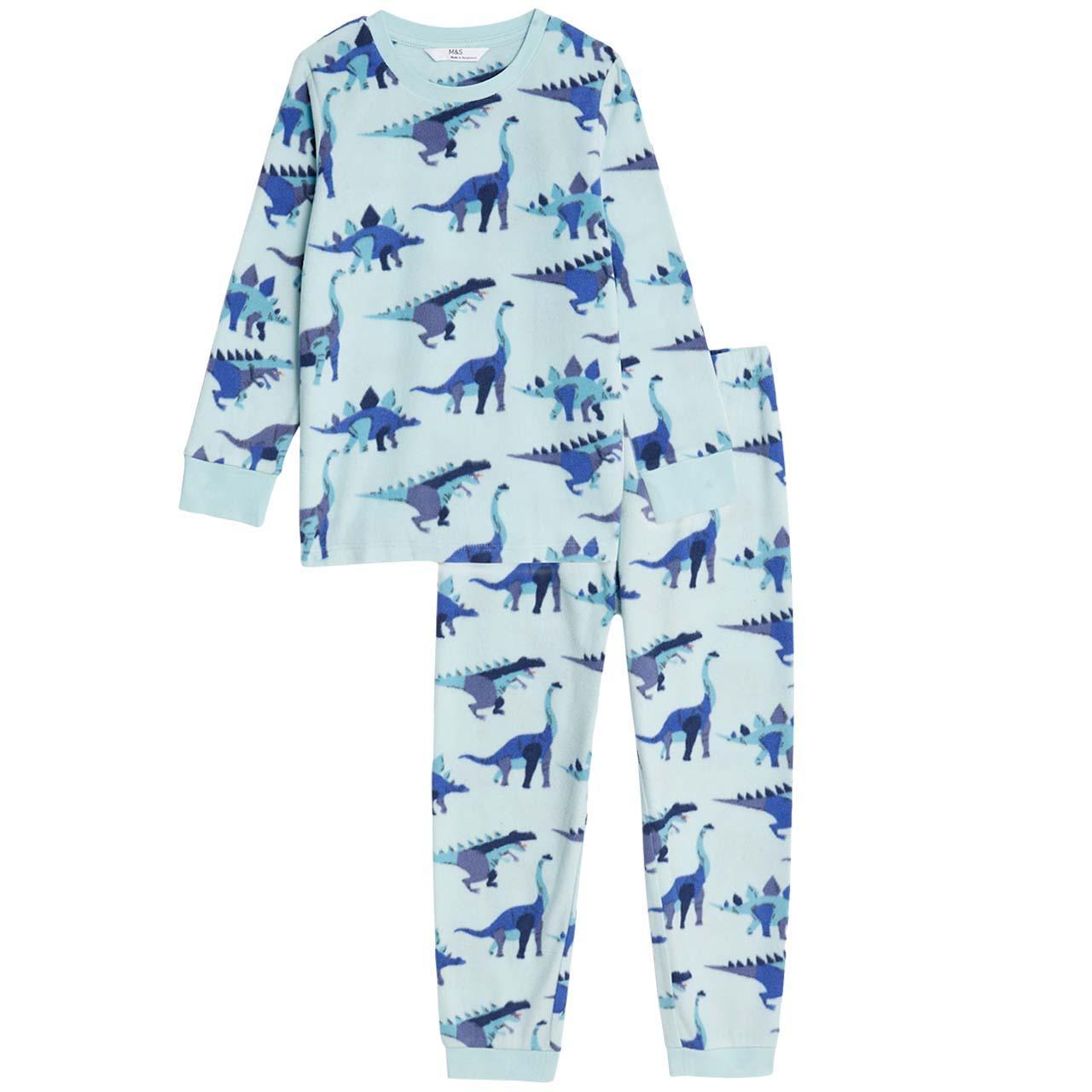 M&S Baled Fleece Dino PJ, 3-4 Years, Blue