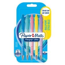 Paper Mate Flexgrip Ultra Ballpoint Pens, Pastel, 5 Count