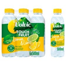 Volvic Touch of Fruit Lemon & Lime Still Flavoured Water Multipack 6x500ml