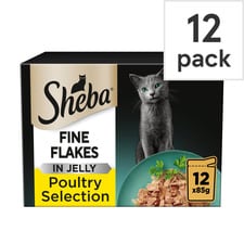 Sheba Fine Flakes Wet Cat Food Pouches Poultry in Jelly 12x85g