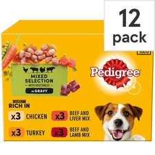 Pedigree Adult Wet Dog Food Pouches Mixed in Gravy 12x100g