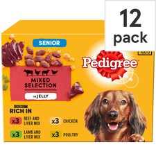 Pedigree Senior Dog Food Pouches Mixed in Jelly 12x100g