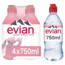 Evian Natural Bottled Mineral Still Water Multipack 4x750ml