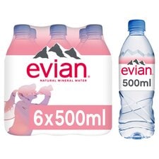 Evian Natural Bottled Mineral Still Water Multipack 6x500ml