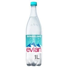 Evian Sparkling Natural Bottled Mineral Water 1L