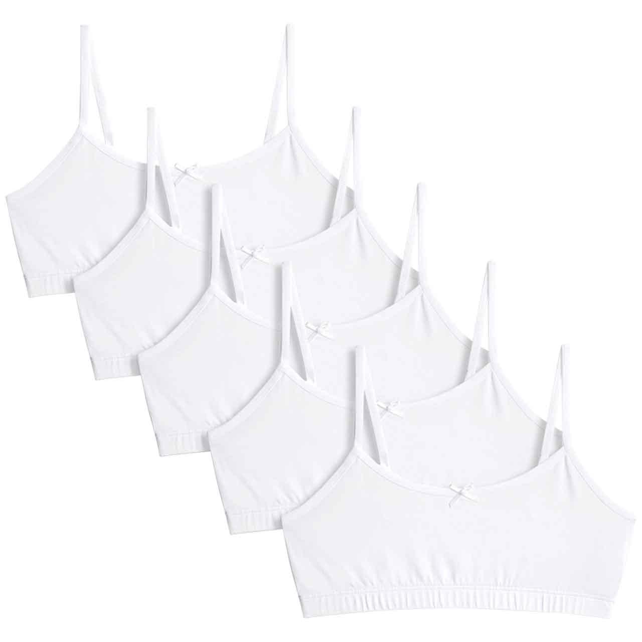 M&S Collection Cotton Rich Crop Tops, 9-10 Years, 5 Pack, White