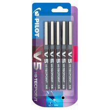 Pilot V5 Liquid Ink Rollerball Black 5 Pack