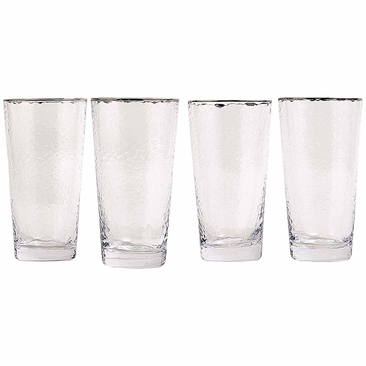 M&S Textured Platinum Rim Highball Glasses