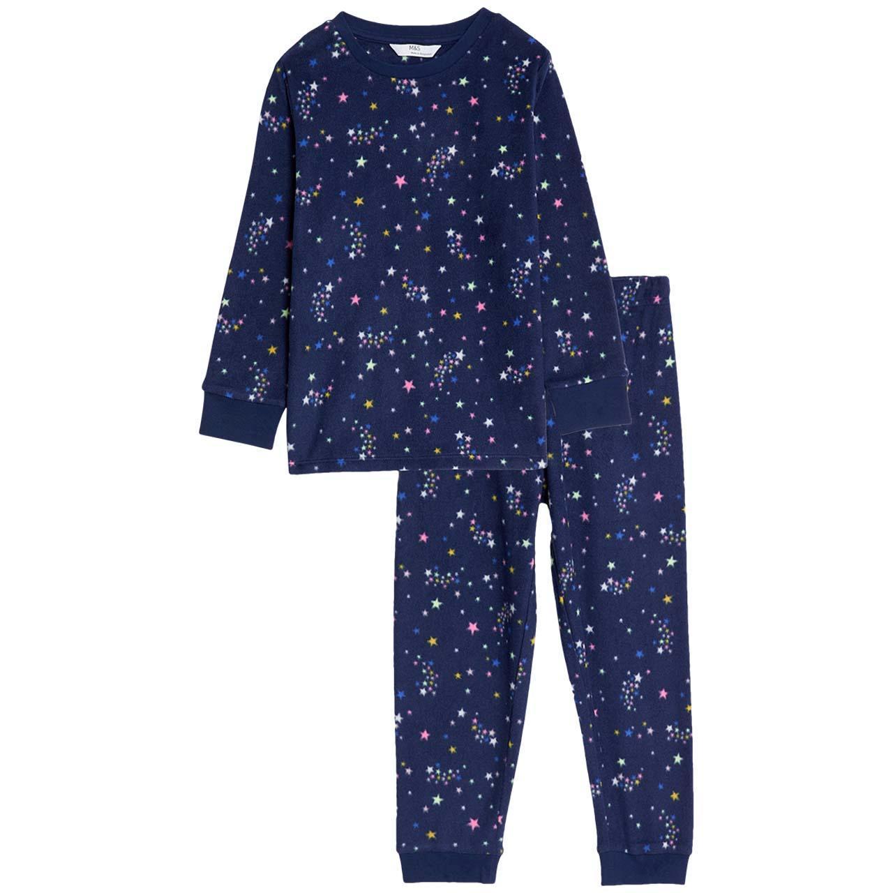 M&S Baled Fleece Stars PJs, 9-10 Years, Indigo