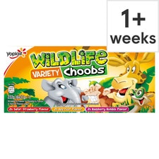 Wildlife Choobs Strawberry Raspberry & Apricot Kids Yoghurt Tubes 6x37g