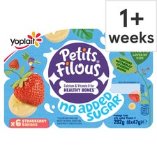 Petits Filous Strawberry & Banana No Added Sugar Kids Yoghurt Pots 6x47g