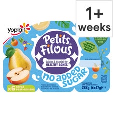 Petits Filous Apple Pear & Banana No Added Sugar Kids Yoghurt Pots 6x47g