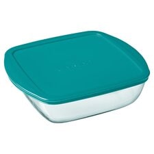 Pyrex Cook & Store Peacock Blue Square Storage Dish 1L