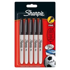 Sharpie Permanent Markers, Fine Point, Black, 5 Count