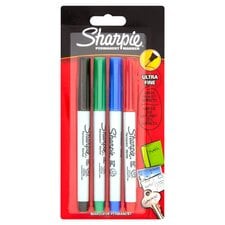 Sharpie Permanent Markers Ultra-Fine Point Assorted, 4 Count