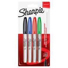 Sharpie Permanent Markers, Fine Point, Assorted, 4 Count