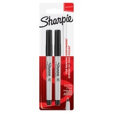 Sharpie Permanent Markers, Ultra-Fine Point, Black, 2 Count