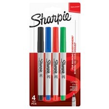 Sharpie Permanent Markers Ultra-Fine Point Assorted, 4 Count