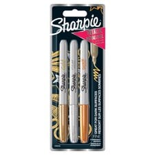 Sharpie Permanent Markers, Fine Point, Metallic, 3 Count