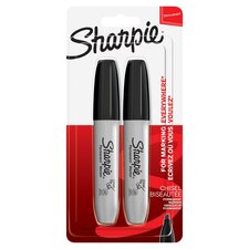 Sharpie Permanent Markers, Chisel Tip, Black, 2 Count