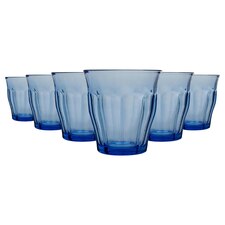 Duralex Picardie Drinking Glasses - 310ml Tumblers for Water, Juice - Blue - Pack of 6