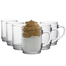 Duralex Versailles Glass Coffee Mugs - 260ml Cups - Clear - Pack of 6