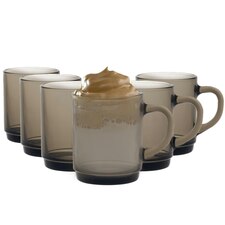 Duralex Versailles Glass Coffee Mugs - 260ml Cups - Smoke - Pack of 6