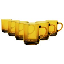 Duralex Versailles Glass Coffee Mugs - 260ml  - Amber - Pack of 6