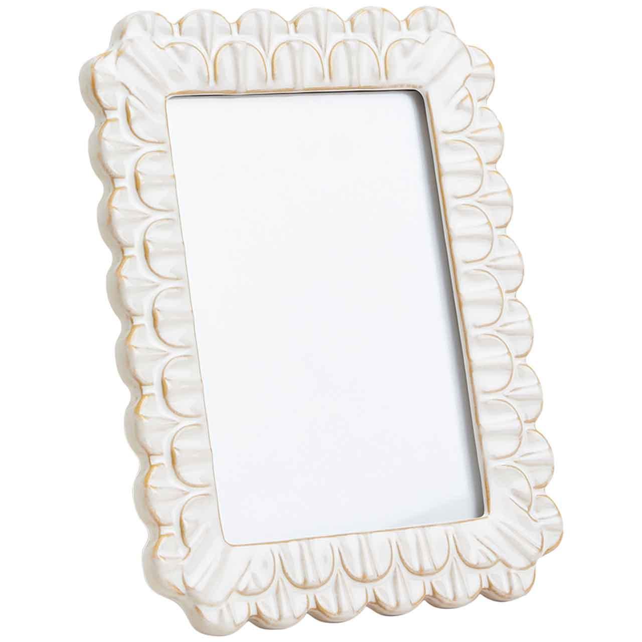 M&S Ceramic Scallop Photo Frame, 5x7 inch, White