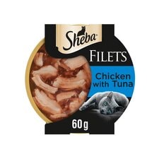 Sheba Fillets Wet Cat Food Tray with Chicken & Tuna in Gravy 60g