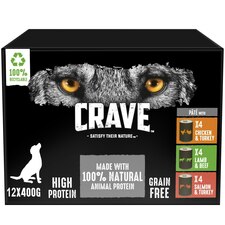 12 x 400g Crave Adult Complete Wet Dog Food Can Mixed in Pate