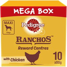 70 Pedigree Ranchos Rewards Centre Maxi Dog Chews Chicken Dog Treats (10 x 80g)