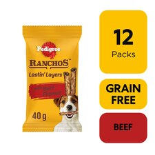 84 Pedigree Ranchos Lastin Layers Adult Dog Treats Beef Dog Chews (12 x 40g)