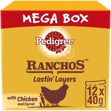 84 Pedigree Ranchos Lastin Layers Adult Dog Treats Chicken Dog Chews (12 x 40g)