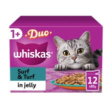 Whiskas Duo Surf & Turf Adult Cat Food Pouches in Jelly 12x85g