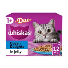 Whiskas Duo Ocean Delights Adult Cat Food Pouches Jelly 12x85g