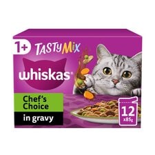 Whiskas 1+ Chef's Choice Mix Adult Wet Cat Food Pouches in Gravy 12 x 85g