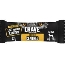 15 x 72g Crave Natural Grain Free Protein Centres Mini Adult Dog Treats Chicken